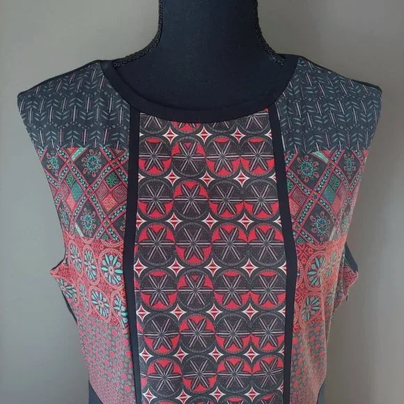 [SOLD] Desigual Birmania Woven Sleeveless Geometric Design Shift Dress - Picture 4 of 16